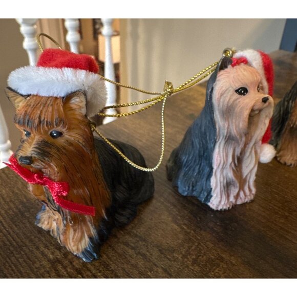 Set of 4 Yorkshire Terrier Yorkie Ornaments EUC - Picture 2 of 3